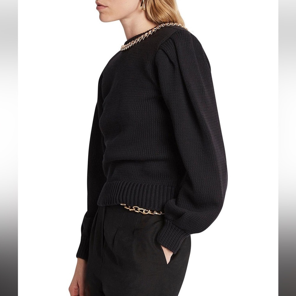 AJE Elle Chain Open Back Knit Jumper in Black Size XS - Picture 3 of 16